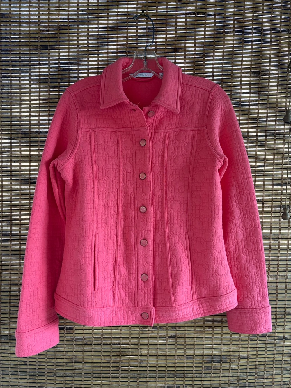 Isaac Mizrahi Women’s Pink Quilted Button-Front Shirt Jacket
